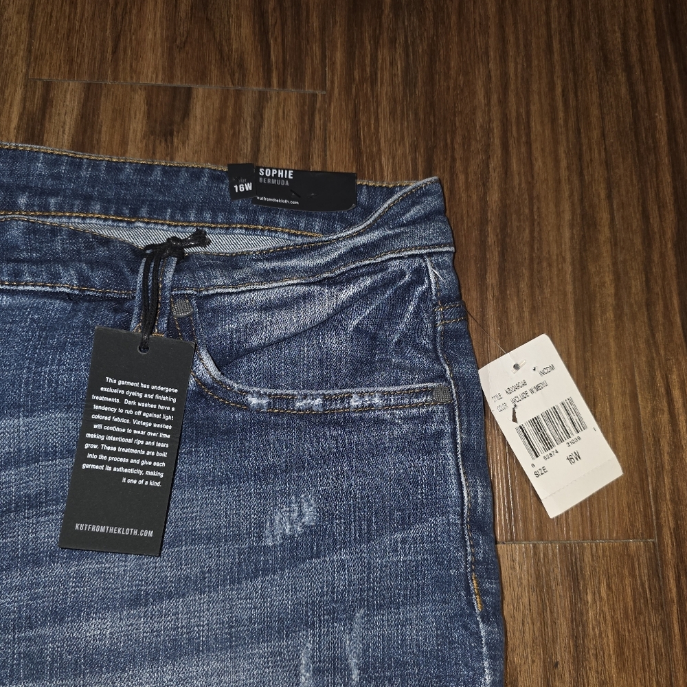 NWT SZ16W Kut From The Kloth Women Sophie Bermuda Shorts Raw Hem Cut Off Jeans - Picture 6 of 13